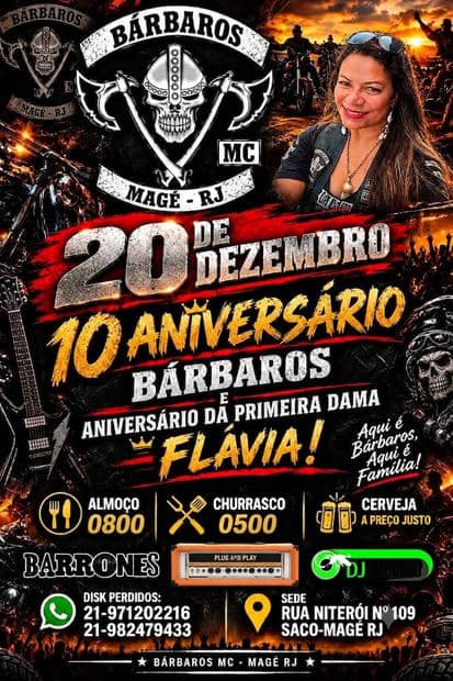 Cartaz: 10º Aniversário Bárbaros MC