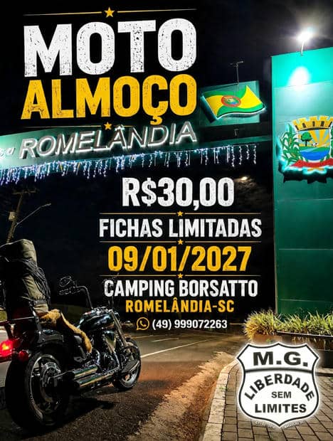 Cartaz: Moto Almoço Romelândia - MG Liberdade Sem Limites