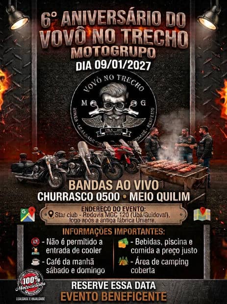 Cartaz: 6º Aniversário do Vovô no Trecho Motogrupo