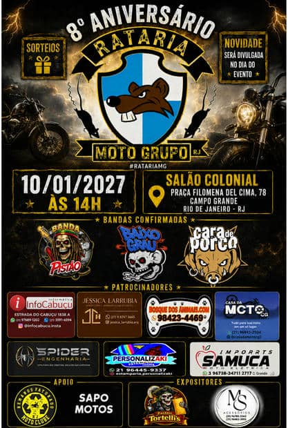 Cartaz: 8º Aniversário Rataria Moto Grupo