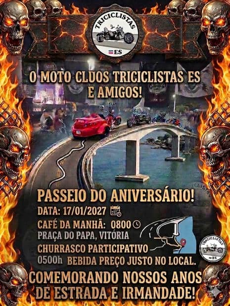 Cartaz: Passeio do Aniversário - Moto Clube Triciclistas ES