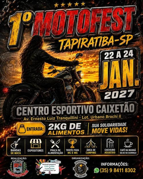 Cartaz: 1° MOTOFEST TAPIRATIBA-SP