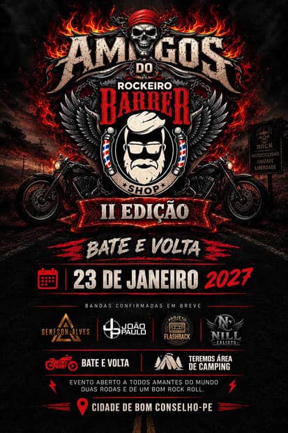 Cartaz: Amigos do Rockeiro Barber Shop - II Edição Bate e Volta