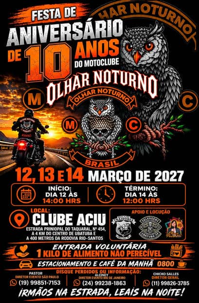 Cartaz: 10 Anos do Motoclube Olhar Noturno