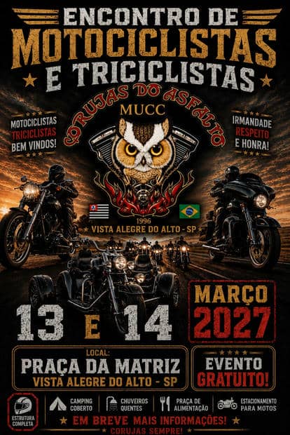 Cartaz: Encontro de Motociclistas e Triciclistas Corujas do Asfalto