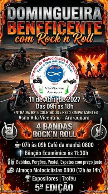 Cartaz: Domingueira Beneficente com Rock'n Roll - 5ª Edição