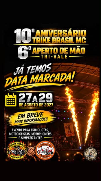 Cartaz: 10º Aniversário Trike Brasil MC e 6º Aperto de Mão Tri-Vale